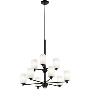 Joelson 33" 9 Light Chandelier with Satin Etched Cased Opal and Clear Glass Accent Glass in Brushed Nickel - 1 of 1