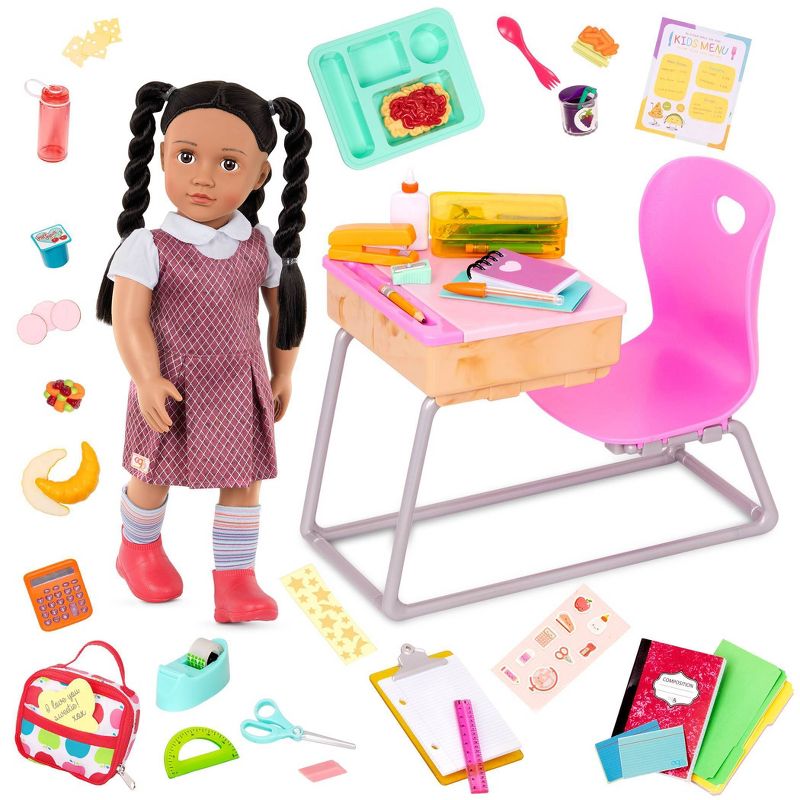 Our Generation Frederika &#38; Flying Colors Desk Accessory Set 18&#34; Doll School Bundle, 1 of 10
