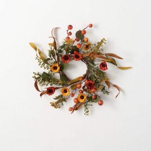 Artificial Berry And Flower Mini Accent Wreath Multicolor 16"H - 1 of 3