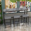 Vynxaria 4-Piece Compact Dining Set Long Table and 3 Stools (Foot Rests), MDF/Metal Frame, 160lbs Table Load, Space-Saving - 3 of 4