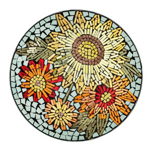 18" Glass Bird Bath, Moasic Translucent and Metallic Finish - 1 of 4