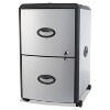 Mobile Filing Cabinet with Metal Siding and Top-Drawer Organizer Tray, 2 Letter File Drawers, Silver/Black, 19" x 15" x 23" - 2 of 4