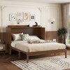 Queen Murphy Bed Frame with USB Port and Storage Drawer for Bedroom Guest Room, Rattan Decoration Pine Wood Bed - 2 of 4