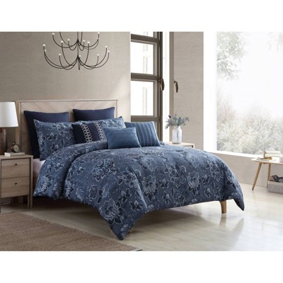 Full/Queen 8pc Monique Comforter Set Blue - Riverbrook Home