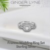 Wedding Ring Set for Women Halo CZ  White Gold Sterling Silver Engagement Ring Ginger Lyne Collection - 2 of 4
