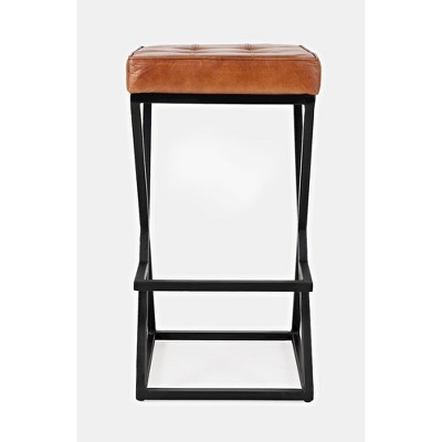Jofran, Brooks Distressed Modern Leather Backless Stool
