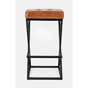 Jofran, Brooks Distressed Modern Leather Backless Stool - 1 of 4