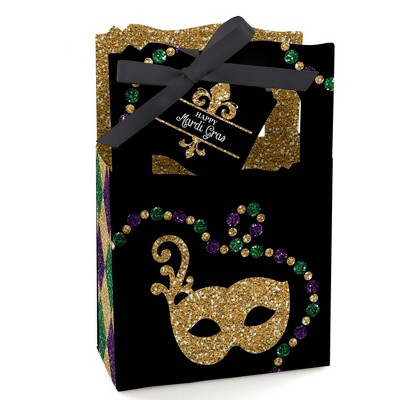 Big Dot of Happiness Mardi Gras - Masquerade Party Favor Boxes - Set of 12