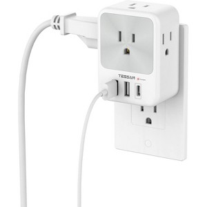 Surge Protector Wall Outlet Extender, Multi Plug Outlet Splitter with 3 USB Charging Blocks(1 USB C), Multi Plug Wall Charger for Home, Office, School - 1 of 4