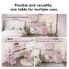 YONWAY Velvet Upholstered Makeup Vanity, Marble-Look Sticker Top Dressing Table, with Padded Chair, Left and Right Adjustable Storage - 4 of 4
