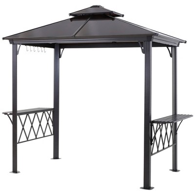 Outsunny 9' x 5' Black Hardtop BBQ Grill Gazebo