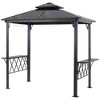 Outsunny 9' x 5' Grill Gazebo Hardtop BBQ Canopy with 2-Tier, Shelves Serving Tables for Backyard Patio Lawn - 4 of 4