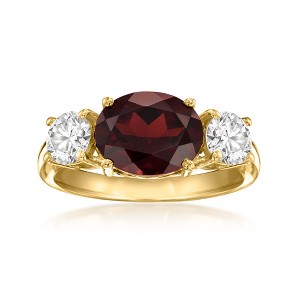 Ross-Simons 2.50 Carat Garnet Ring With 1.00 ct. t.w. Lab-Grown Diamonds in 18kt Gold Over Sterling - 1 of 4