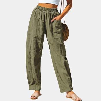 Women's Green Patch Pocket Tapered Leg Pants - Cupshe