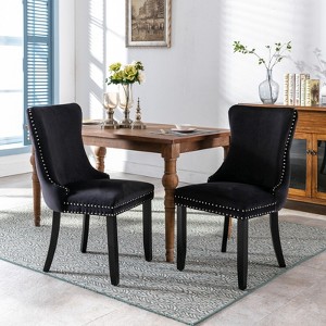 NicBex Modern Dining Chairs Set of 2,Upholstered Wing-Back Kitchen Chair with Backstitching Nailhead Trim and Wood Legs - 1 of 4