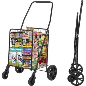Shopping Carts for Groceries & with Collapsible Storage Crates - Heavy-Duty Utility Trolley, High-Capacity Small Portable Utility Cart - 1 of 4
