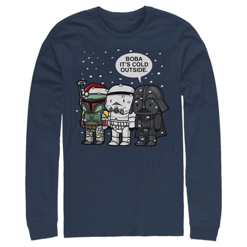 geweten microscoop Schaduw Men's Star Wars Christmas Boba It's Cold Outside Long Sleeve Shirt - Navy  Blue - Small : Target