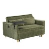 54.13" Pink Corduroy Pull-Out Sofa with Movable Tabletop, USB & 2 Throw Pillows - 4 of 4
