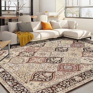 8 x10 Machine Washable  Rug, Trellis Design Soft Non-Slip Foldable Carpet for High Traffic Areas, Living Room - 1 of 4