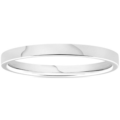 Pompeii3 950 Platinum 2mm Flat Comfort Fit Wedding Band Ring - Size 8
