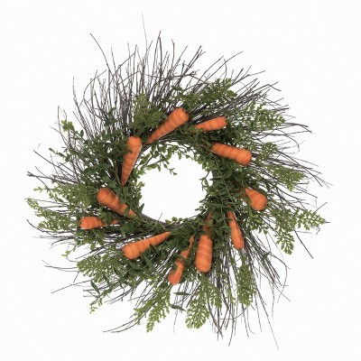 Transpac Plastic 24" Green Easter Stylish Wreath with Carrots