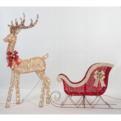 Everstar Set Of 2 UL Buck And Sleigh Sculpture , Gold