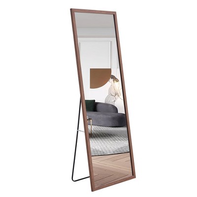 FURNIinspire Full Length Mirrors, Modern Mirror with Stand BodyMirror, Freestanding Mirror for Bedroom or Livingroom Decor, Brown, 2"*22.8"*65"