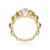 Guili Sterling Silver 14K Gold Plated Scalloped Seashell Freshwater Pearl Ring – Ocean-Inspired Elegance & Timeless Style. - 2 of 2