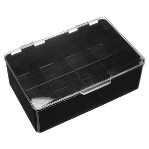 mDesign Plastic Stackable Tea Bag Storage Bin Organizer Box Holder - Black/Clear - 1 of 4