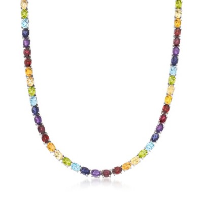 Ross-Simons 42.60 ct. t.w. Multi-Gemstone Tennis Necklace in Sterling Silver