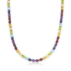 Ross-Simons 42.60 ct. t.w. Multi-Gemstone Tennis Necklace in Sterling Silver - 1 of 4