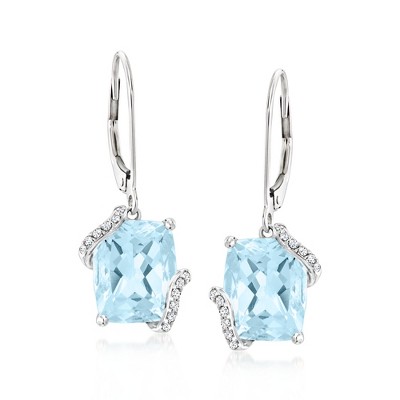 Ross-Simons 4.50 ct. t.w. Sky Blue Topaz Drop Earrings With .10 ct. t.w. Diamonds in 14kt White Gold