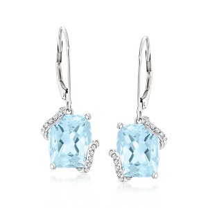 Ross-Simons 4.50 ct. t.w. Sky Blue Topaz Drop Earrings With .10 ct. t.w. Diamonds in 14kt White Gold - 1 of 3