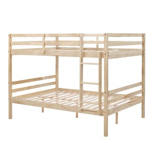 Dsvimoy Bed Solid Wood Bunk Bed with Safety Guardrails Strong Support Easy Assembly for Kids Room, Off-White, 78.35"*59.06"*61.81" - 1 of 4