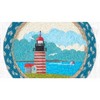 Earth Rugs Round Trivet – 10"x10" Quoddy Lighthouse Printed Braided Jute Mat in Nautical Coastal New England Style - 3 of 3