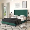 Merrick Lane Modern Upholstered Platform Bed Frame with Padded, Tufted Wingback Headboard and Wood Support Slats, No Box Spring Required - 2 of 4