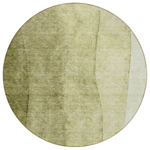 Olive Green And Artichoke Green Ombre Washable Indoor Outdoor Area Rug - 1 of 4