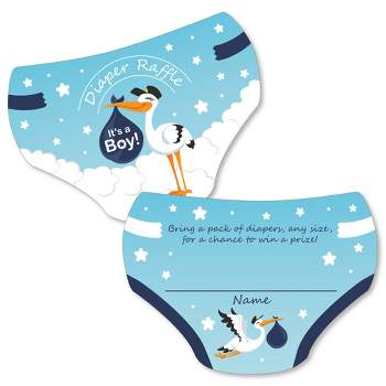 Big Dot of Happiness Boy Special Delivery - Diaper Shaped Raffle Ticket Inserts - It’s A Boy Stork Baby Shower Activities - Diaper Raffle Game - 24 Ct