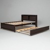 Full Size Platform Bed with Bookcase Headboard and Pull-Out Trundle, Wood Bed Frame with Storage - 3 of 4