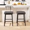VECELO 24" Counter Height Bar Stools Set of 2/4/6, PU Leather Upholstered Barstools with Metal Frame, Backless Dining Chairs for Kitchen Island, Black - 4 of 4