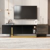 Gulches Black Gold TV Stand Entertainment Center Fits TVs up to 70 in with Metal Legs 1 Drawer 2 Cabinets Adjustable Shelves - 2 of 4