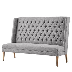 Highland Park Button Tufted Bench with Straight Back Smoke - Inspire Q, Grey