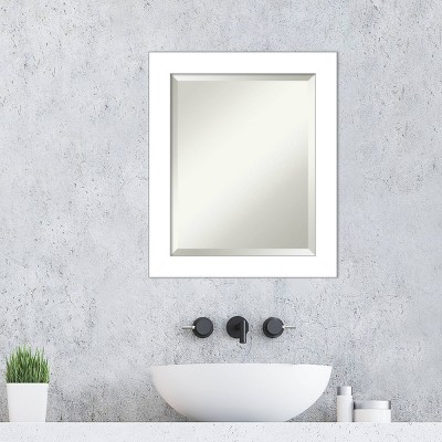 White Beveled Rectangular Bathroom Vanity Wall Mirror