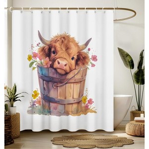 Shower Curtain for Bathroom Stall Boho Modern Cute Aesthetic Decorative Girly Print Design 70.8x70.8 Inch - 1 of 1