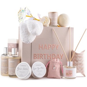 Lovery Luxury Birthday Spa Gift Box - Birthday Home Bath and Spa Gift Basket - 20Pc Body Set - 1 of 4
