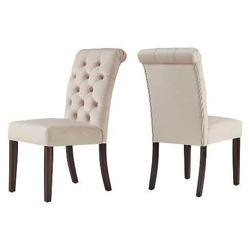 Set of 2 Grammercy Velvet Button Tufted Dining Chair Beige Inspire Q