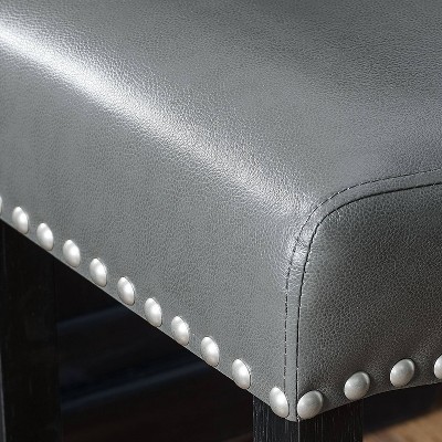 Aspen 24" Gray Faux Leather and Ebony Wood Swivel Counter Stool Set of 2