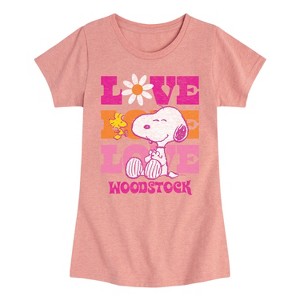 Girls' - Peanuts - Love Woodstock Fitted Short Sleeve Graphic T-Shirt - 1 of 4