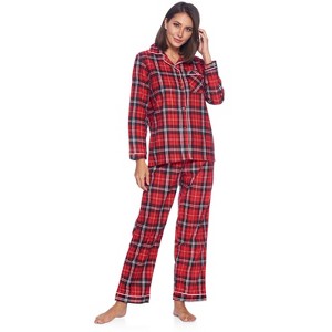 Casual Nights Women's Flannel Long Sleeve Button Down Pajama Set - 1 of 4