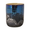 HomeRoots 5" Navy Blue And Silver Abstract Glass Tabletop Pillar Candle Holder - 4 of 4